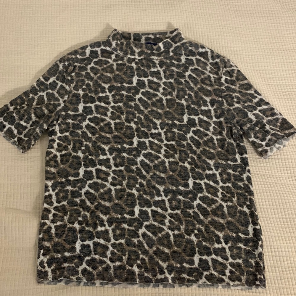 Zara animal print mock neck top